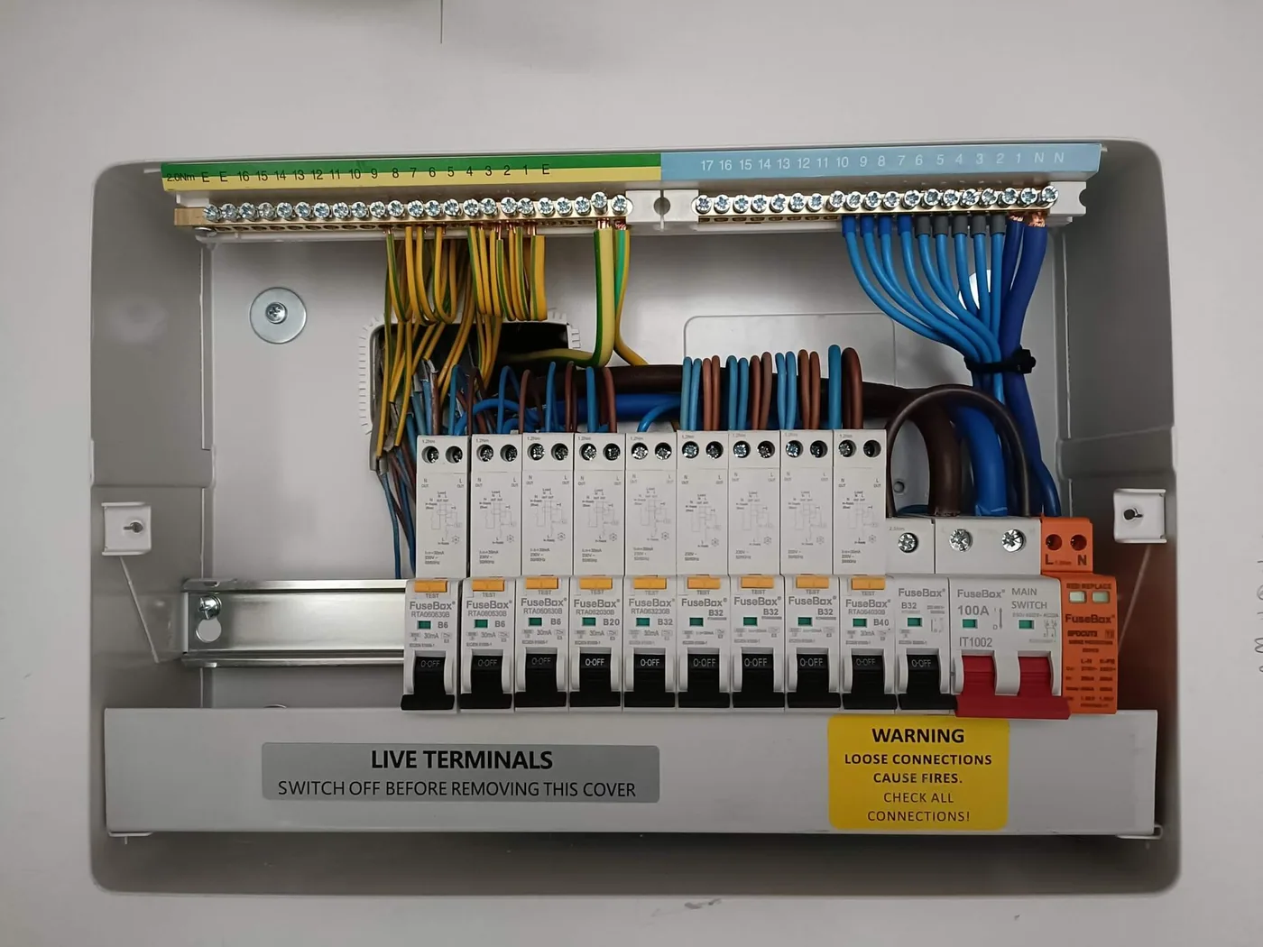 Electrical testing point inside a consumer unit